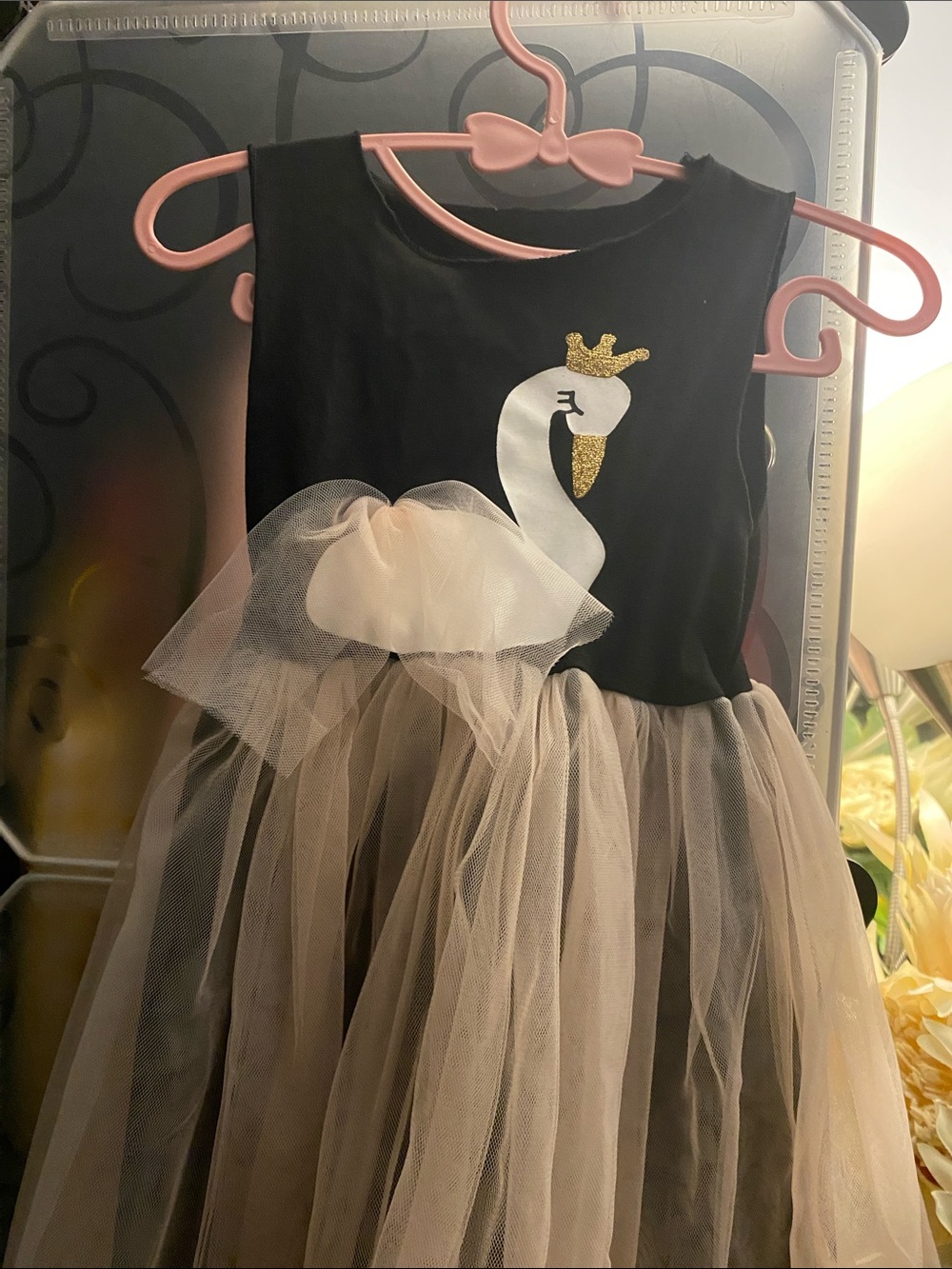 NWOT, Girls Swan 🦢 Tutu Soft Pink and Black Dress